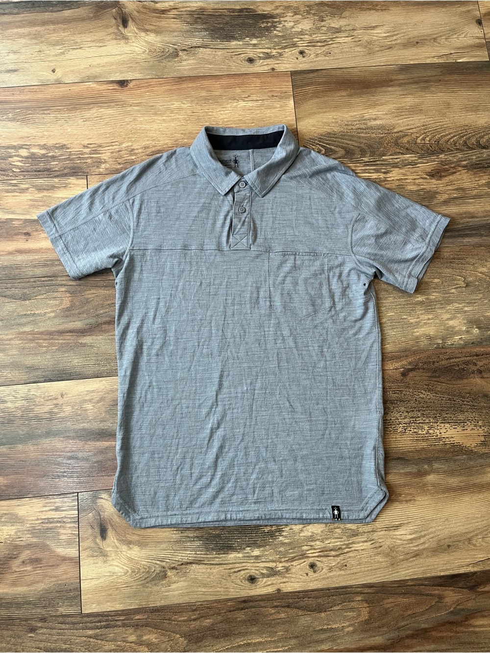 Smartwool Men’s Merino Wool Blend Polo Shirt Gray Short Sleeve Size S Baselayer
